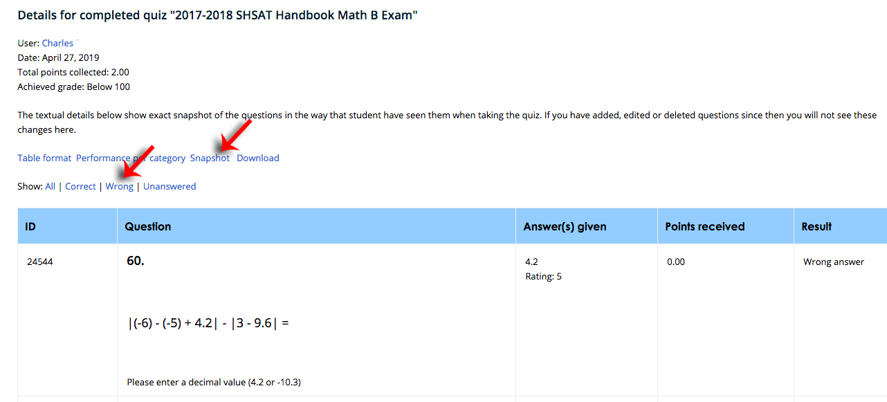 GradeReport2 – SAT, SHSAT & BCA Test Prep